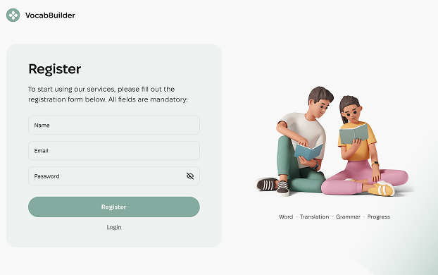 VocabBuilder registration